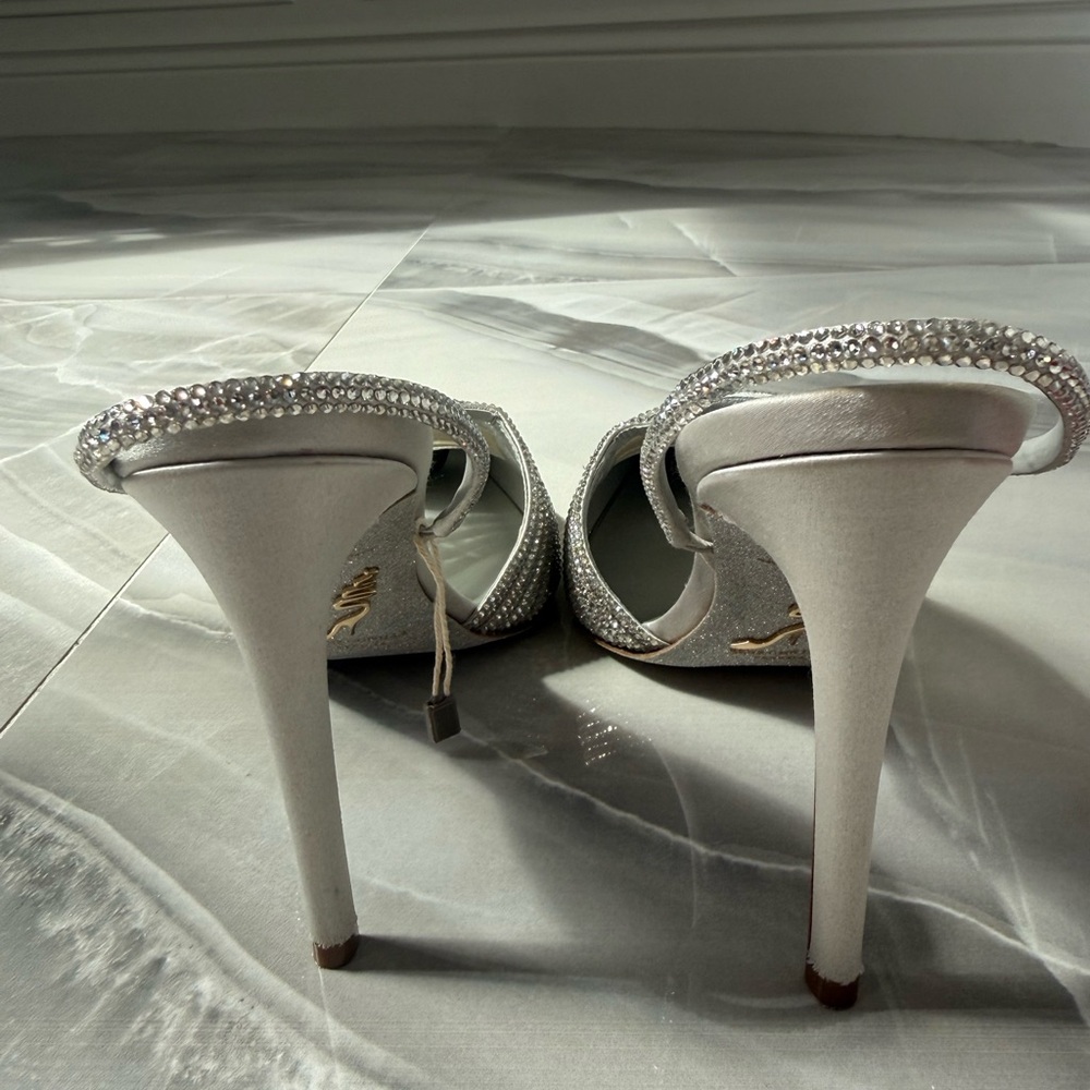 Rene Caovilla Silver Crystal-Embellished Slingback Pumps - Picture 3 of 6